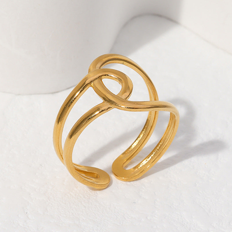 1pc Elegant Retro Geometric Open Ring for Women - Adjustable Stainless Steel Jewelry, Minimalist Design for Daily Wear & Parties, Versatile Fashion Accessory, Party Jewelry, Modern Jewelry, Polished Finish