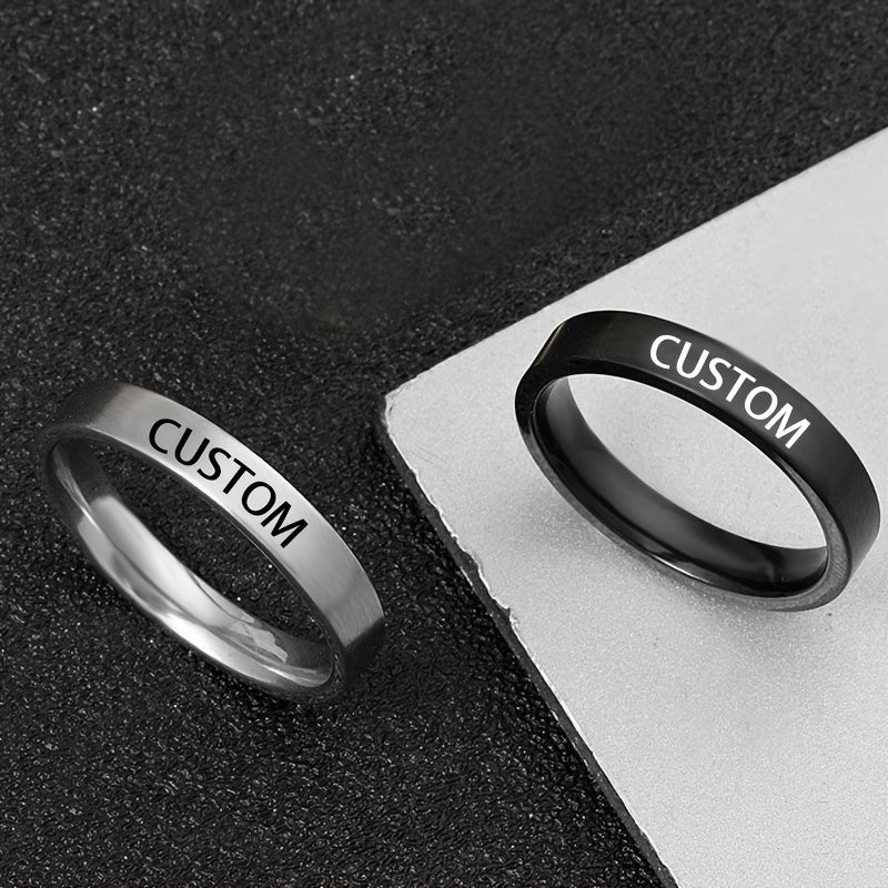 Men's Custom Engraved Text Rotating Ring, Stainless Steel Ring, Ideal Gift Choice