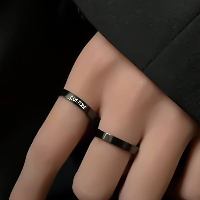 Men's Custom Engraved Text Rotating Ring, Stainless Steel Ring, Ideal Gift Choice