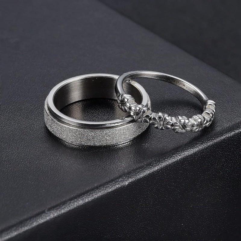 Stainless Steel Fidget Anxiety Ring for Women Men Fidget Spinner Rings Moon Star Celtic Stress Relieving Spinning Ring Wedding Band Rings Set46pcs, Metal Fidget Spinner, Calming Jewelry, Focus Aid Tool, Minimalist Jewelry, Symbolic Ring, Smooth Spinning