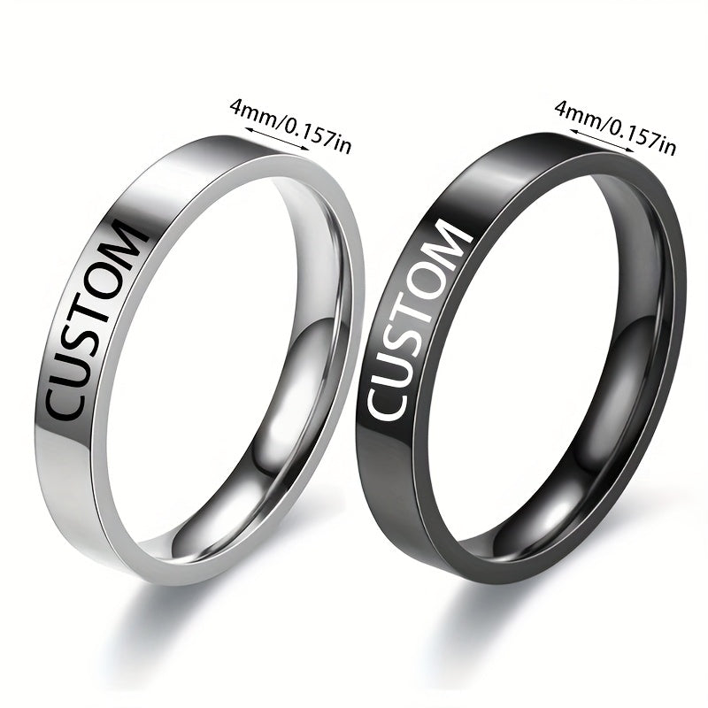 Men's Custom Engraved Text Rotating Ring, Stainless Steel Ring, Ideal Gift Choice