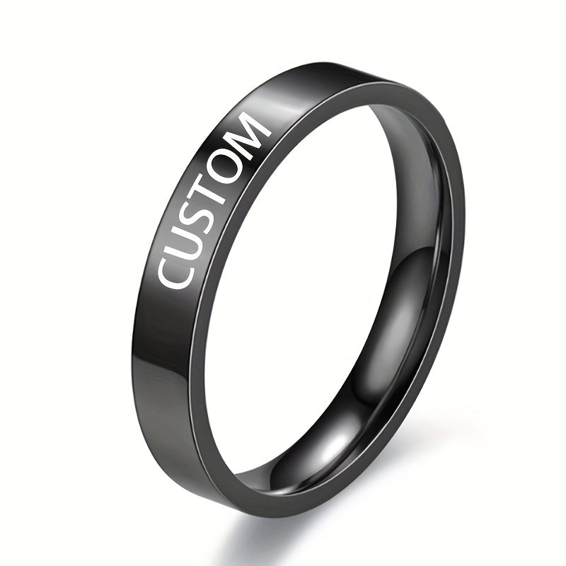Men's Custom Engraved Text Rotating Ring, Stainless Steel Ring, Ideal Gift Choice