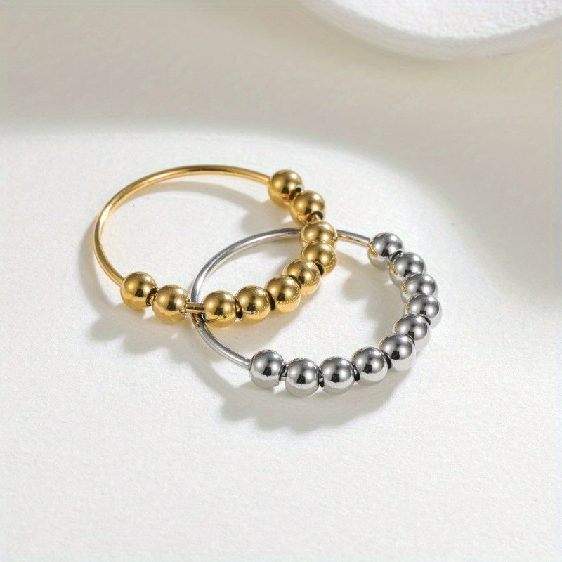 1pc - Rotatable Anxiety Relief Bead Ring - Not Easy to Fade, Good Wear Resistance - Minimalist And Individual Design Style - Stress Relief - Suitable for Daily Wear Or As a Gift