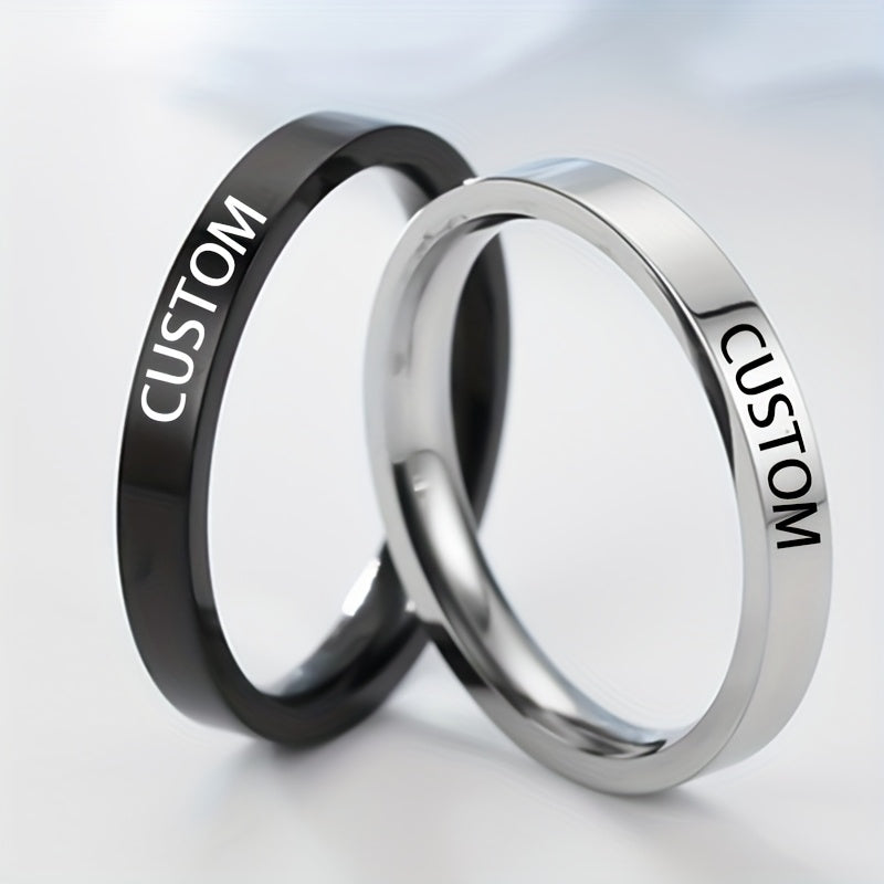 Men's Custom Engraved Text Rotating Ring, Stainless Steel Ring, Ideal Gift Choice