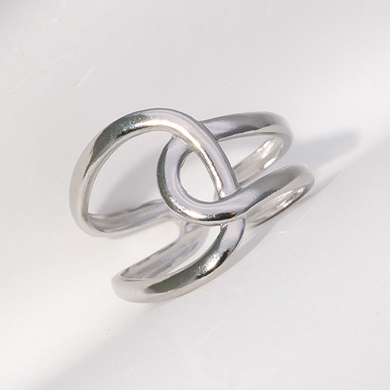 1pc Elegant Retro Geometric Open Ring for Women - Adjustable Stainless Steel Jewelry, Minimalist Design for Daily Wear & Parties, Versatile Fashion Accessory, Party Jewelry, Modern Jewelry, Polished Finish