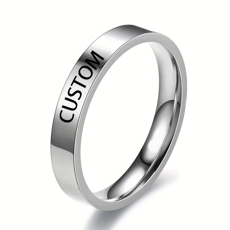 Men's Custom Engraved Text Rotating Ring, Stainless Steel Ring, Ideal Gift Choice