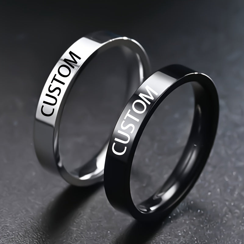 Men's Custom Engraved Text Rotating Ring, Stainless Steel Ring, Ideal Gift Choice