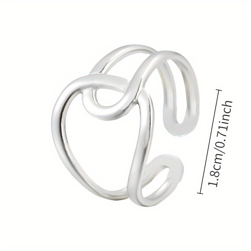 1pc Elegant Retro Geometric Open Ring for Women - Adjustable Stainless Steel Jewelry, Minimalist Design for Daily Wear & Parties, Versatile Fashion Accessory, Party Jewelry, Modern Jewelry, Polished Finish