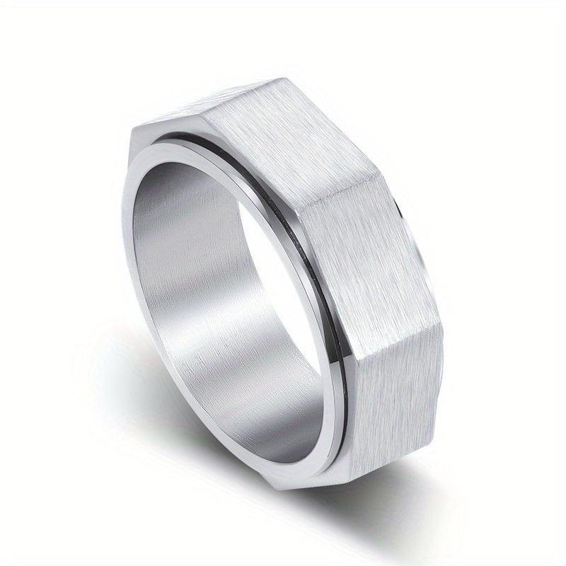 1pc Men's Rotating Ring - Modern Minimalist Spinner Jewelry, Matte Black/Sleek Golden/, Durable Everyday & Formal Wear - Fade-Resistant Stainless Steel Band for Wedding, Anniversary, Birthday Gifts - Year-Round Men's Accessory, Anniversary Gift,